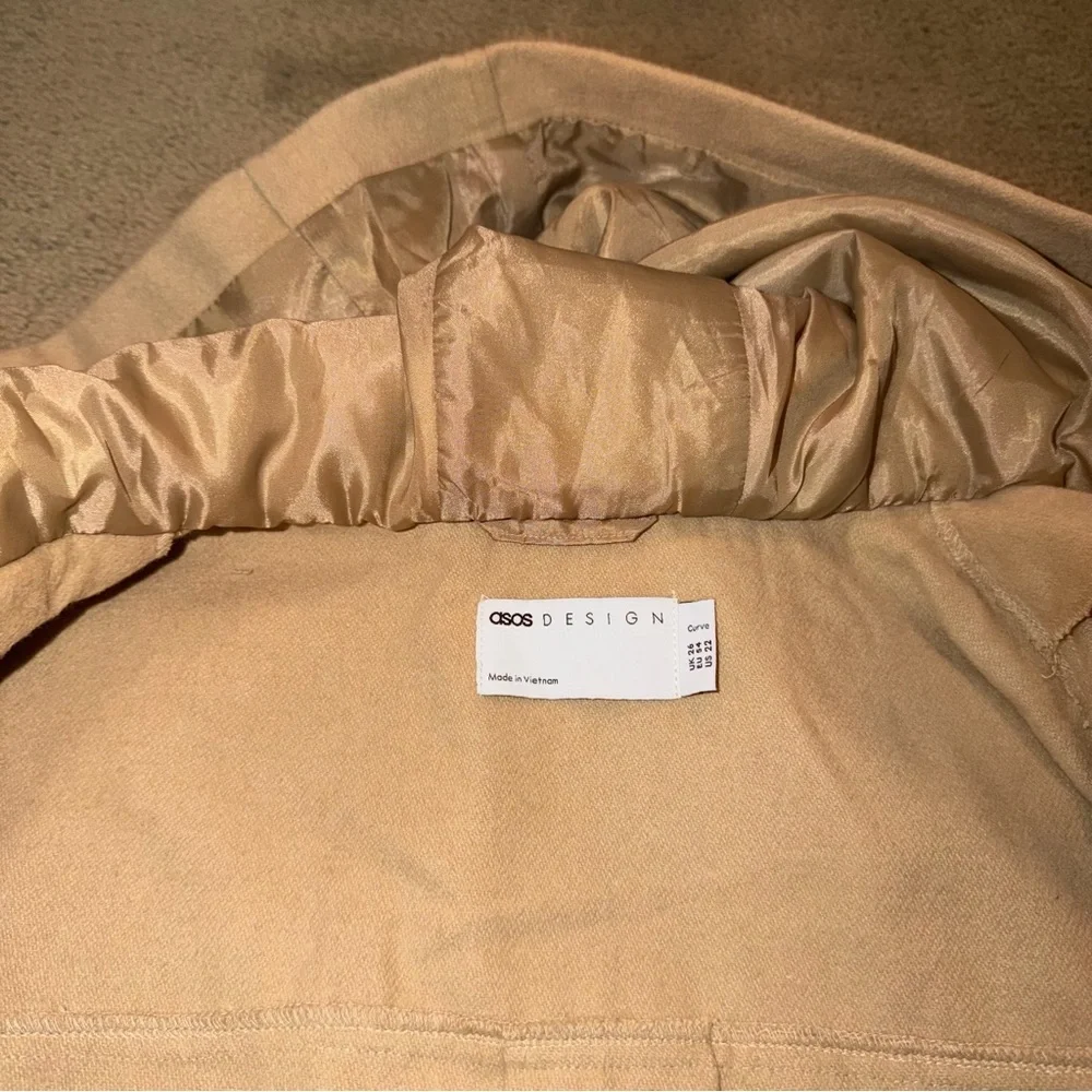 ASOS Design Curve Beige Oversized Hooded Shacket‎ Jacket - Women's Neutral Coat